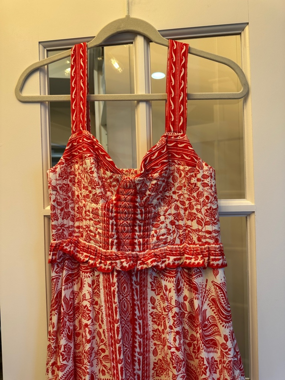 Farm Rio RIVER RIDE RED MIDI DRESS Size Small - Picture 4 of 6